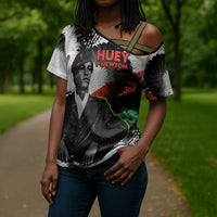 Huey P. Newton Cross Shoulder Shirt Revolutionary Portrait - Panther Graphic Surrender to the Revolution Quote - Wonder Print Shop