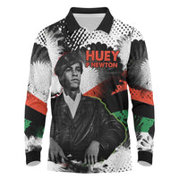 Huey P. Newton Long Sleeve Polo Shirt Revolutionary Portrait - Panther Graphic Surrender to the Revolution Quote - Wonder Print Shop
