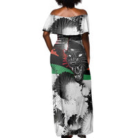 Huey P. Newton Off Shoulder Maxi Dress Revolutionary Portrait - Panther Graphic Surrender to the Revolution Quote - Wonder Print Shop