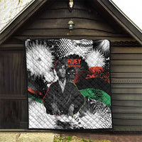 Huey P. Newton Quilt Revolutionary Portrait - Panther Graphic Surrender to the Revolution Quote - Wonder Print Shop
