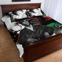 Huey P. Newton Quilt Bed Set Revolutionary Portrait - Panther Graphic Surrender to the Revolution Quote - Wonder Print Shop