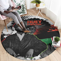 Huey P. Newton Round Carpet Revolutionary Portrait - Panther Graphic Surrender to the Revolution Quote - Wonder Print Shop