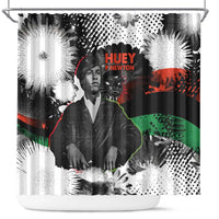Huey P. Newton Shower Curtain Revolutionary Portrait - Panther Graphic Surrender to the Revolution Quote - Wonder Print Shop
