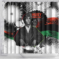 Huey P. Newton Shower Curtain Revolutionary Portrait - Panther Graphic Surrender to the Revolution Quote - Wonder Print Shop