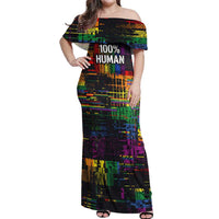 100% Human Off Shoulder Maxi Dress Born to Be Authentic