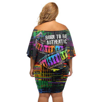 100% Human Off Shoulder Short Dress Born to Be Authentic