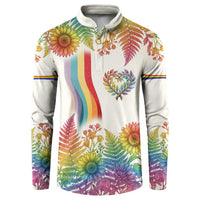 Love Blooms in Every Color Button Sweatshirt Nature Rainbow of Freedom