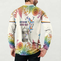 Love Blooms in Every Color Button Sweatshirt Nature Rainbow of Freedom
