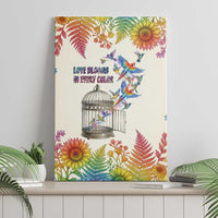 Love Blooms in Every Color Canvas Wall Art Nature Rainbow of Freedom