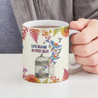 Love Blooms in Every Color Ceramic Mug Nature Rainbow of Freedom