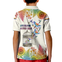 Love Blooms in Every Color Kid Polo Shirt Nature Rainbow of Freedom