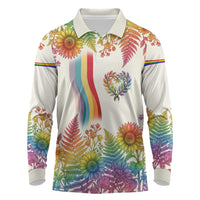 Love Blooms in Every Color Long Sleeve Polo Shirt Nature Rainbow of Freedom