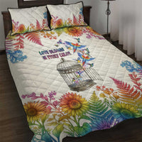 Love Blooms in Every Color Quilt Bed Set Nature Rainbow of Freedom