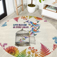 Love Blooms in Every Color Round Carpet Nature Rainbow of Freedom