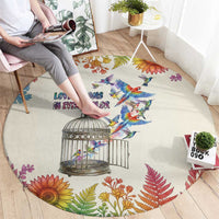 Love Blooms in Every Color Round Carpet Nature Rainbow of Freedom