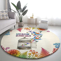 Love Blooms in Every Color Round Carpet Nature Rainbow of Freedom