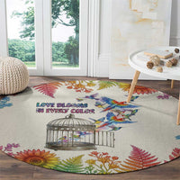 Love Blooms in Every Color Round Carpet Nature Rainbow of Freedom