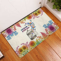 Love Blooms in Every Color Rubber Doormat Nature Rainbow of Freedom