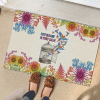 Love Blooms in Every Color Rubber Doormat Nature Rainbow of Freedom