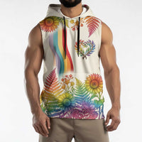Love Blooms in Every Color Sleeveless Hoodie Nature Rainbow of Freedom