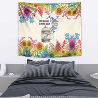 Love Blooms in Every Color Tapestry Nature Rainbow of Freedom