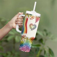Love Blooms in Every Color Tumbler With Handle Nature Rainbow of Freedom