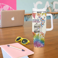 Love Blooms in Every Color Tumbler With Handle Nature Rainbow of Freedom