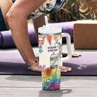 Love Blooms in Every Color Tumbler With Handle Nature Rainbow of Freedom