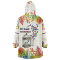 Love Blooms in Every Color Wearable Blanket Hoodie Nature Rainbow of Freedom