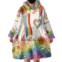 Love Blooms in Every Color Wearable Blanket Hoodie Nature Rainbow of Freedom