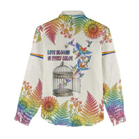 Love Blooms in Every Color Women Casual Shirt Nature Rainbow of Freedom