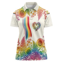 Love Blooms in Every Color Women Polo Shirt Nature Rainbow of Freedom