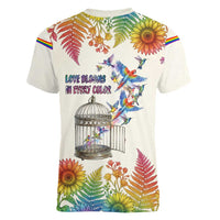 Love Blooms in Every Color Women V-Neck T-Shirt Nature Rainbow of Freedom