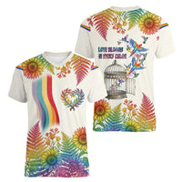 Love Blooms in Every Color Women V-Neck T-Shirt Nature Rainbow of Freedom