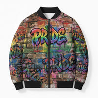 Pride Graffiti Wall Bomber Puffer Jacket Speak Your Truth, Embrace Your Color