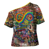 Pride Graffiti Wall Cross Shoulder Shirt Speak Your Truth, Embrace Your Color