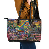 Pride Graffiti Wall Leather Tote Bag Speak Your Truth, Embrace Your Color