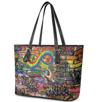 Pride Graffiti Wall Leather Tote Bag Speak Your Truth, Embrace Your Color