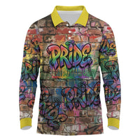 Pride Graffiti Wall Long Sleeve Polo Shirt Speak Your Truth, Embrace Your Color