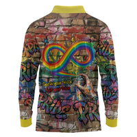 Pride Graffiti Wall Long Sleeve Polo Shirt Speak Your Truth, Embrace Your Color
