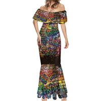 Pride Graffiti Wall Mermaid Dress Speak Your Truth, Embrace Your Color