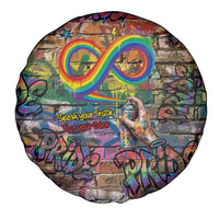 Pride Graffiti Wall Spare Tire Cover Speak Your Truth, Embrace Your Color