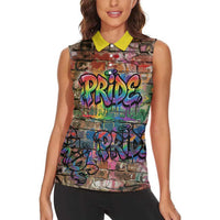 Pride Graffiti Wall Women Sleeveless Polo Shirt Speak Your Truth, Embrace Your Color