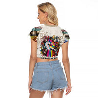 Loud & Proud Raglan Cropped T Shirt Riot and the Rainbow Protest Art