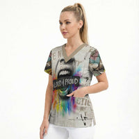 Loud & Proud Scrub Top Riot and the Rainbow Protest Art