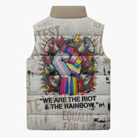 Loud & Proud Sleeveless Puffer Jacket Riot and the Rainbow Protest Art
