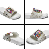 Loud & Proud Slide Sandals Riot and the Rainbow Protest Art