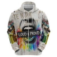 Loud & Proud Zip Hoodie Riot and the Rainbow Protest Art