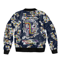 One Way Ticket Sleeve Zip Bomber Jacket Your Journey, Your Path, No Wrong Turns