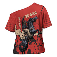 Isom Dart Black Cowboy Cross Shoulder Shirt Wild West Outlaw Vintage Comic Art